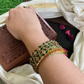 Kada Kundan Bangle -Green Kundan Bangle-G4810